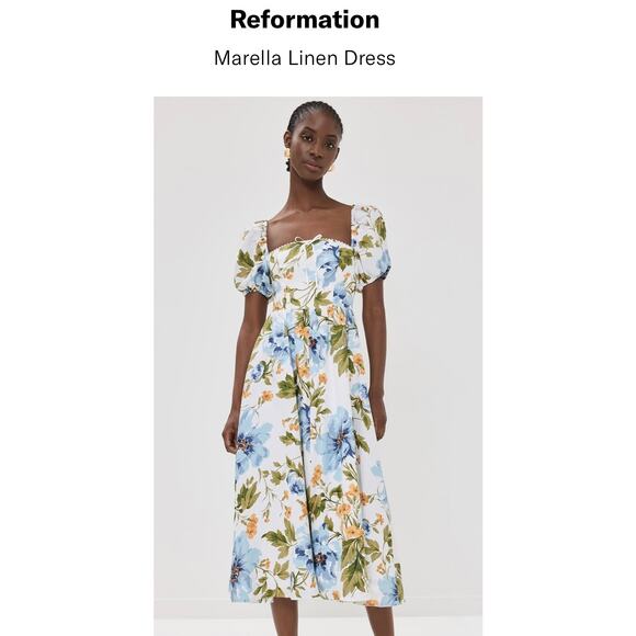 Reformation Marella Linen Dress Botanist Floral Print Size 2 - Picture 1 of 9